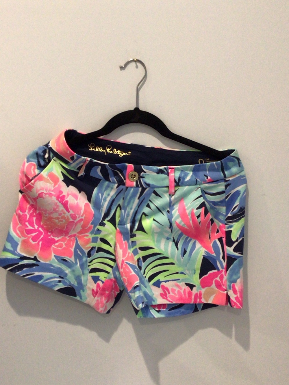 Lilly Pulitzer Neon Pink & Blue Tropical Print Bermuda Shorts